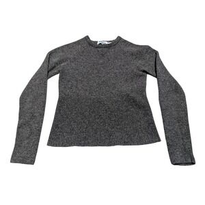 Old Navy Mens XS Charcoal Gray 100% Lambswool Crewneck Raglan Ribbed Sweater
